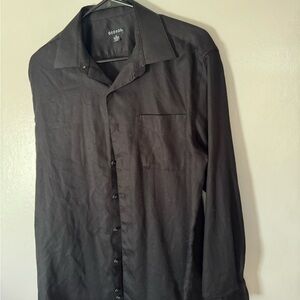 George Men's Black Casual Button Down Shirt